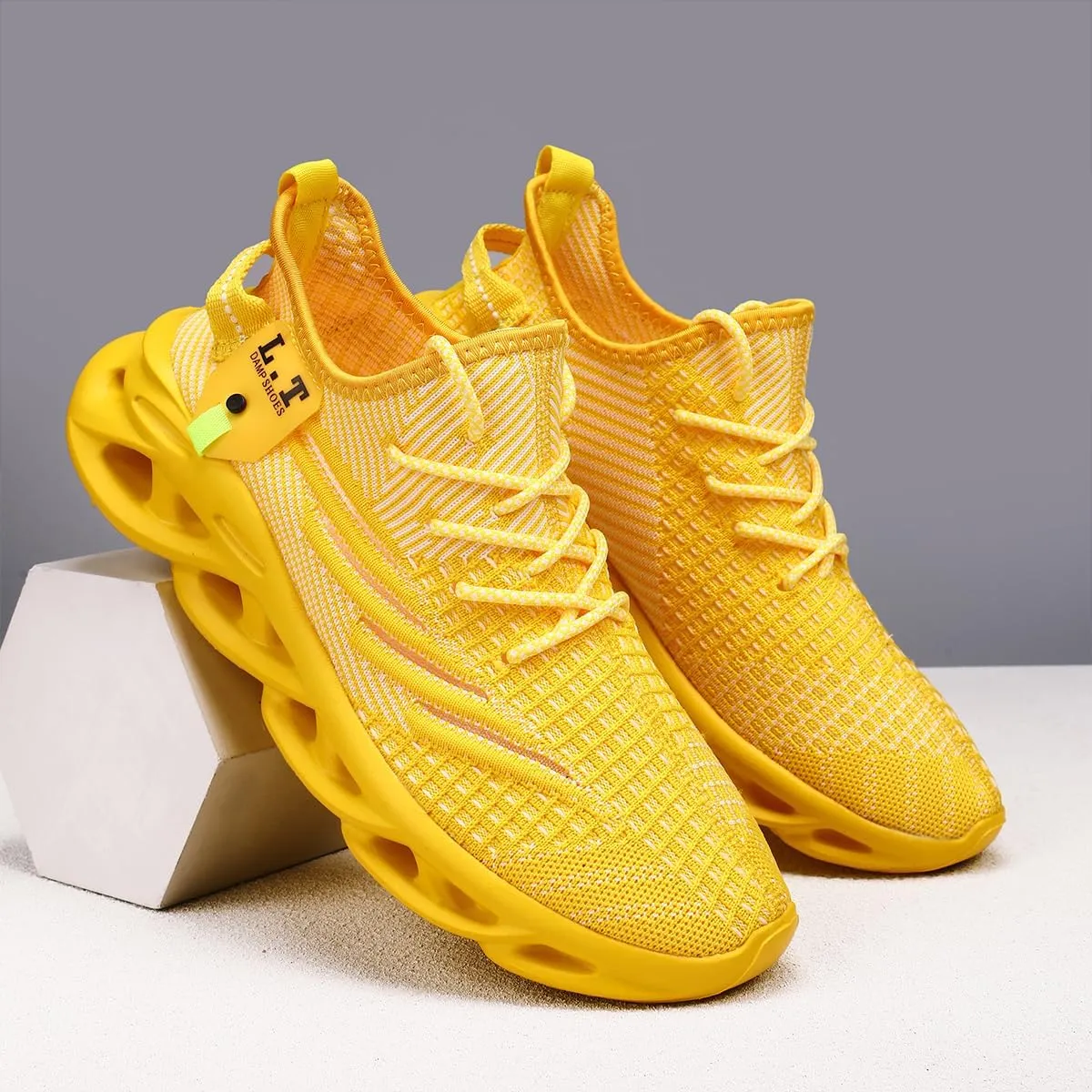EGMPDA Men Shoes Running Slip On Tennis Walking Shoes Lightweight Breathable Sneakers for Gym Work Casual Soft Sole Trainers Non Slip Athletic Footwear Light_Green Size US 6.5
