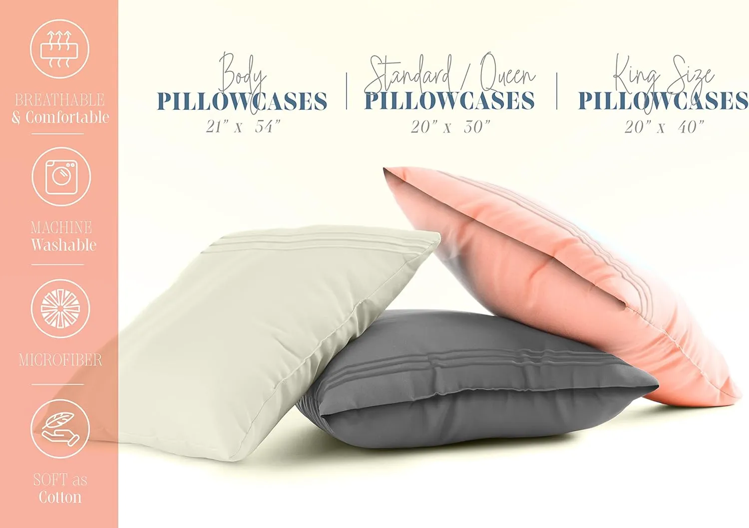Elegant Comfort 4-PACK Solid Pillowcases 1500 Premium Hotel Quality Microfiber - Smooth Weave, Wrinkle and Stain Resistant, Easy Slip-On, 4-Piece Set, King Pillowcase, Royal Blue