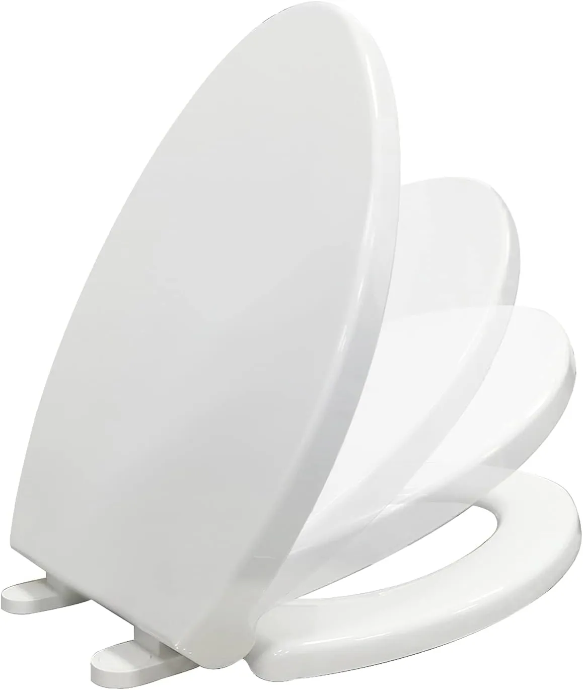 Elongated Toilet Seat Slow Close, Easy to Install and Clean, Durable Plastic, White, Replacement Toilet Seats, Fits Standard Elongated, Obling or Oval Toilets