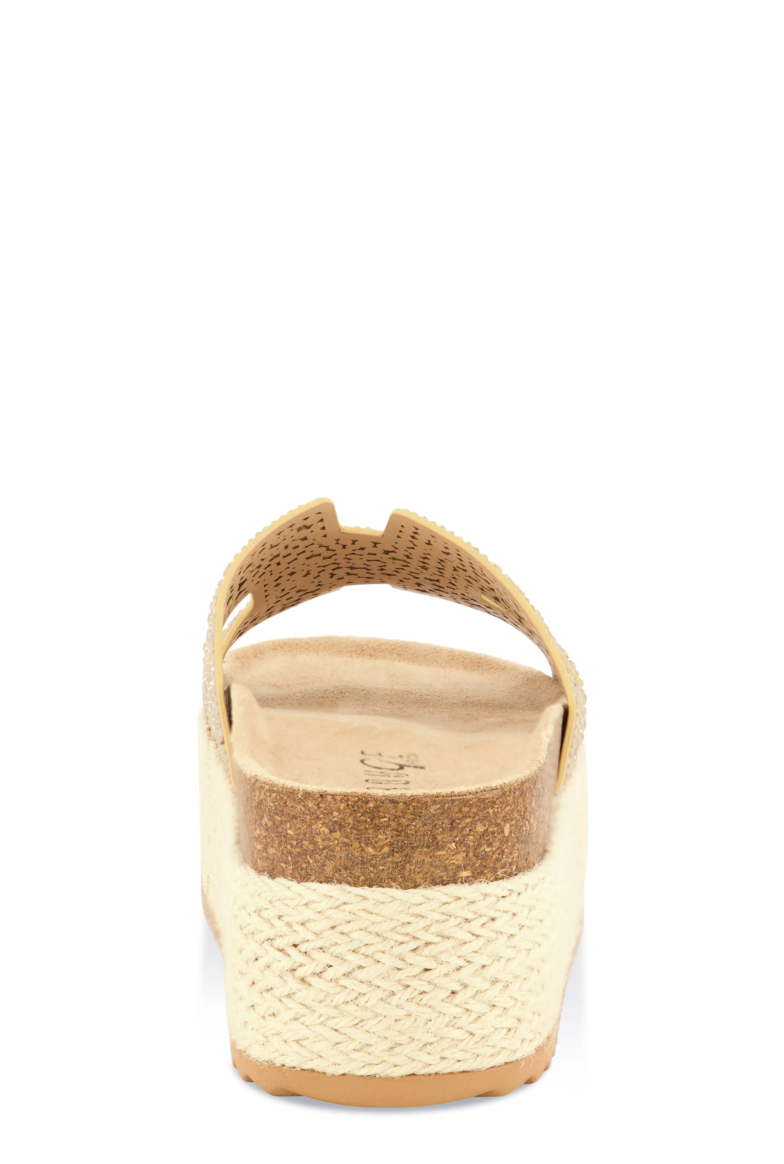 Embellished Band Espadrille Platform Slide Sandals