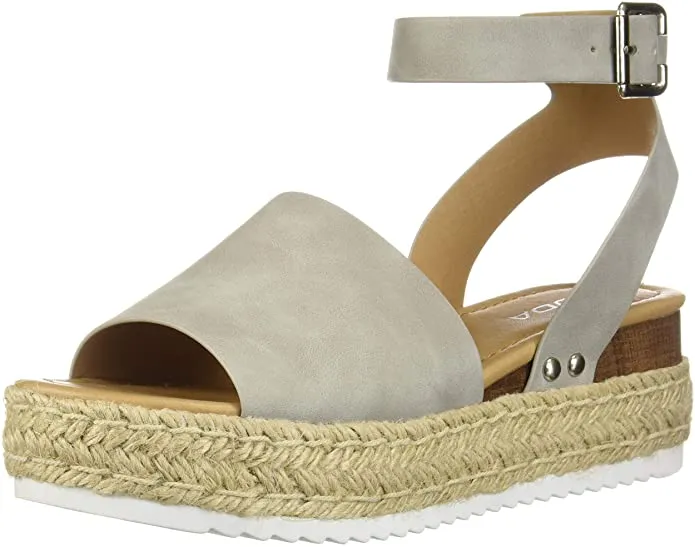 Epic sale Embellished Open Topic Soda Ankle Grey Toe Wedge Fairly priced Rubber Flatform Casual Strap Sole