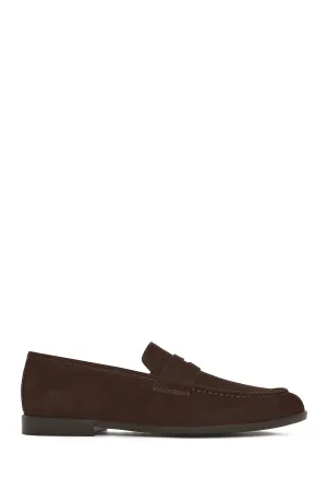 Erkek Kahverengi Süet Deri Loafer