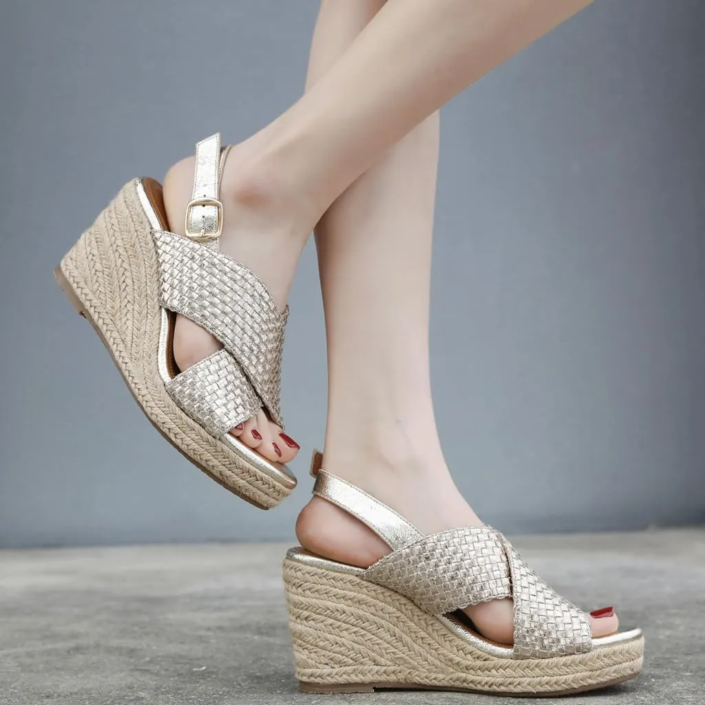 Espadrille Wedge Sandals for Women Open Toe Slingback Platform High Heels Summer Beach Dressy Sandal
