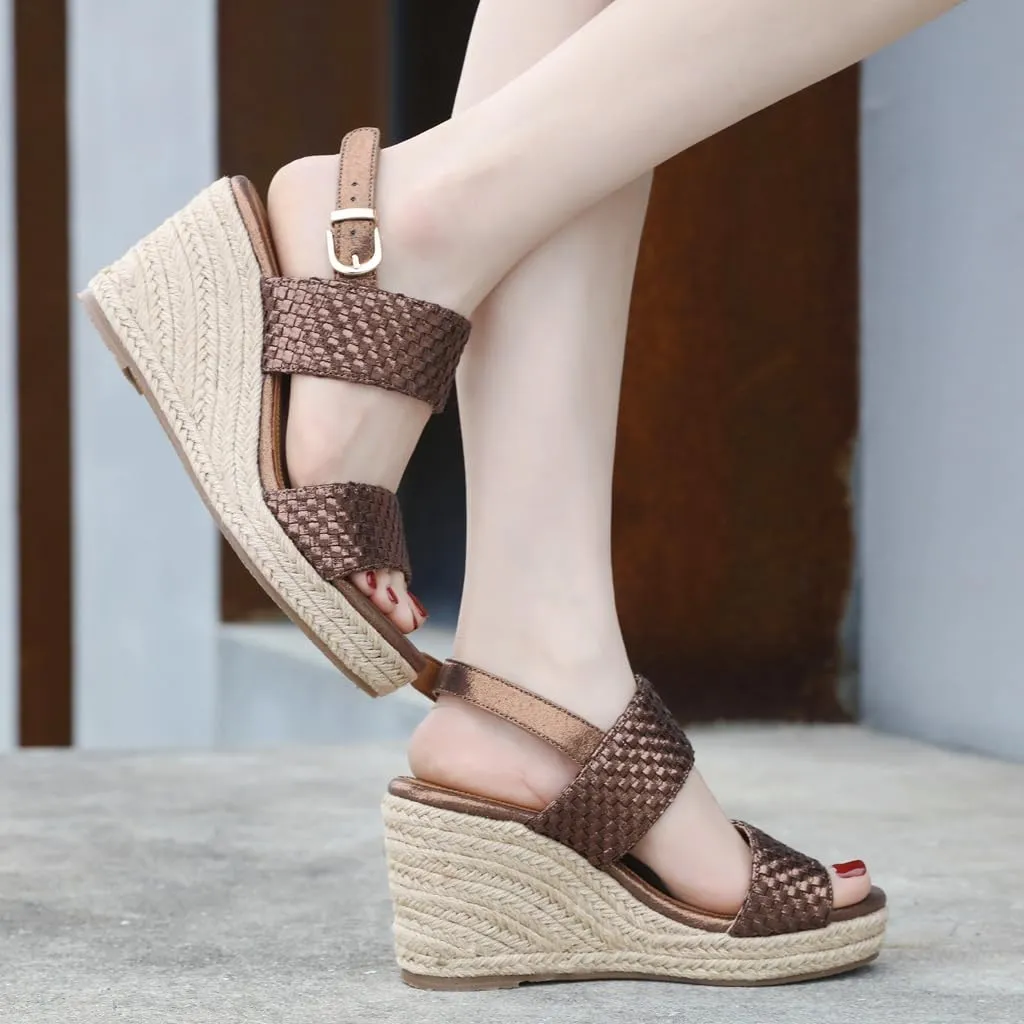 Espadrille Wedge Sandals for Women Open Toe Slingback Platform High Heels Summer Beach Dressy Sandal