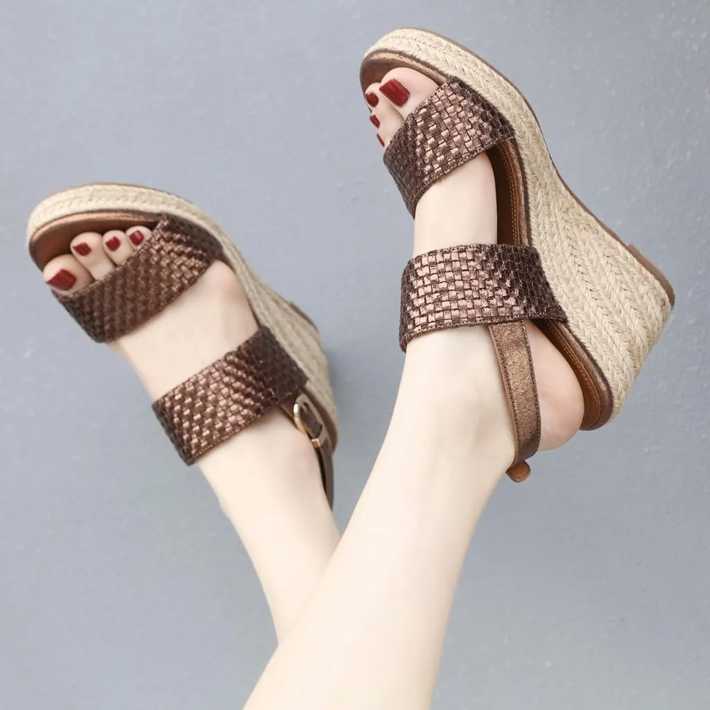 Espadrille Wedge Sandals for Women Open Toe Slingback Platform High Heels Summer Beach Dressy Sandal