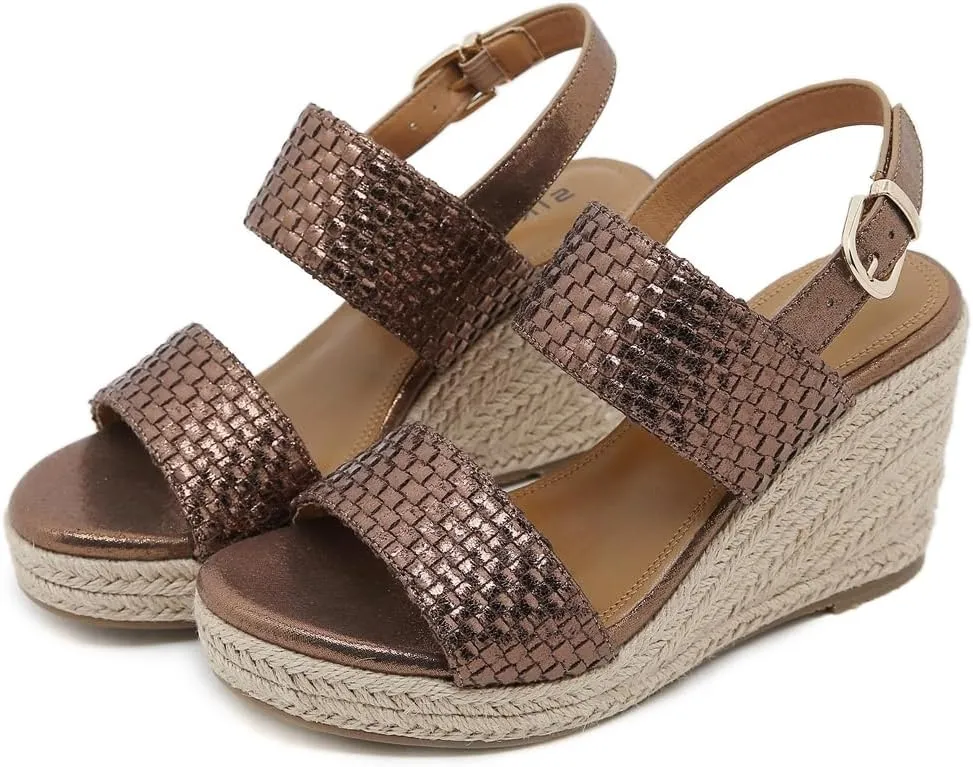 Espadrille Wedge Sandals for Women Open Toe Slingback Platform High Heels Summer Beach Dressy Sandal
