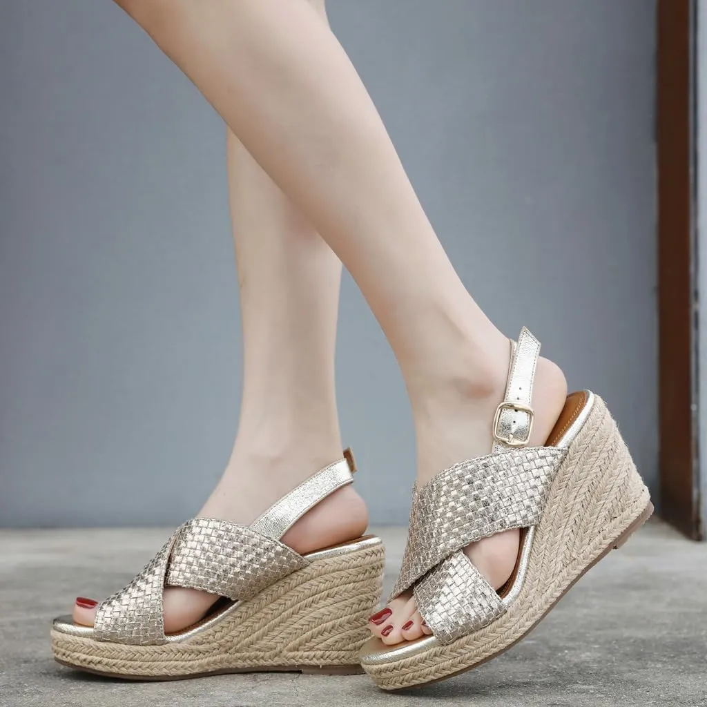 Espadrille Wedge Sandals for Women Open Toe Slingback Platform High Heels Summer Beach Dressy Sandal