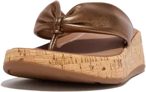 FitFlop Women's F-Mode Leather-Twist Flatform Toe-Thongs (Cork) Wedge Sandal