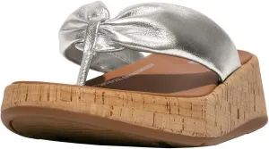 FitFlop Women's F-Mode Leather-Twist Flatform Toe-Thongs (Cork) Wedge Sandal