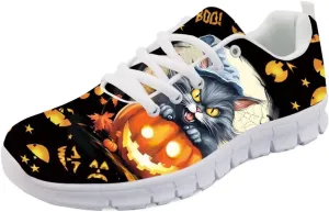 Forchrinse Cute Jean Cat with Green Eyes Women's Walking Running Shoes Slip on Easy Sneaker Sports Causal Athletic Shoes