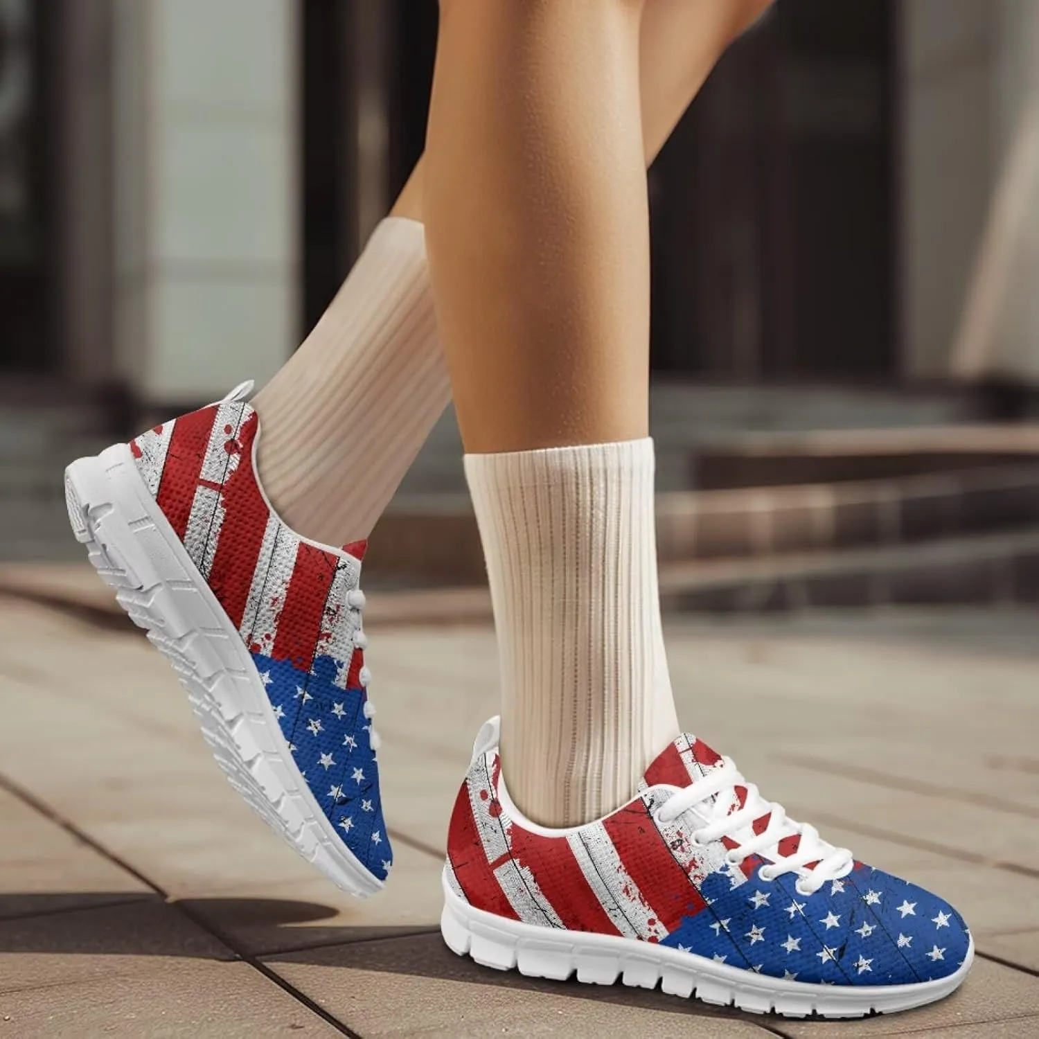 Forchrinse Cute Jean Cat with Green Eyes Women's Walking Running Shoes Slip on Easy Sneaker Sports Causal Athletic Shoes