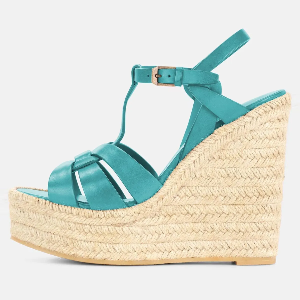 FSJ Women Elegant Open Toe Espadrille Platform Ankle Strap Wedge Sandals Woven Cutout Casual Summer Dress Comfort Shoes Size 4-16 US