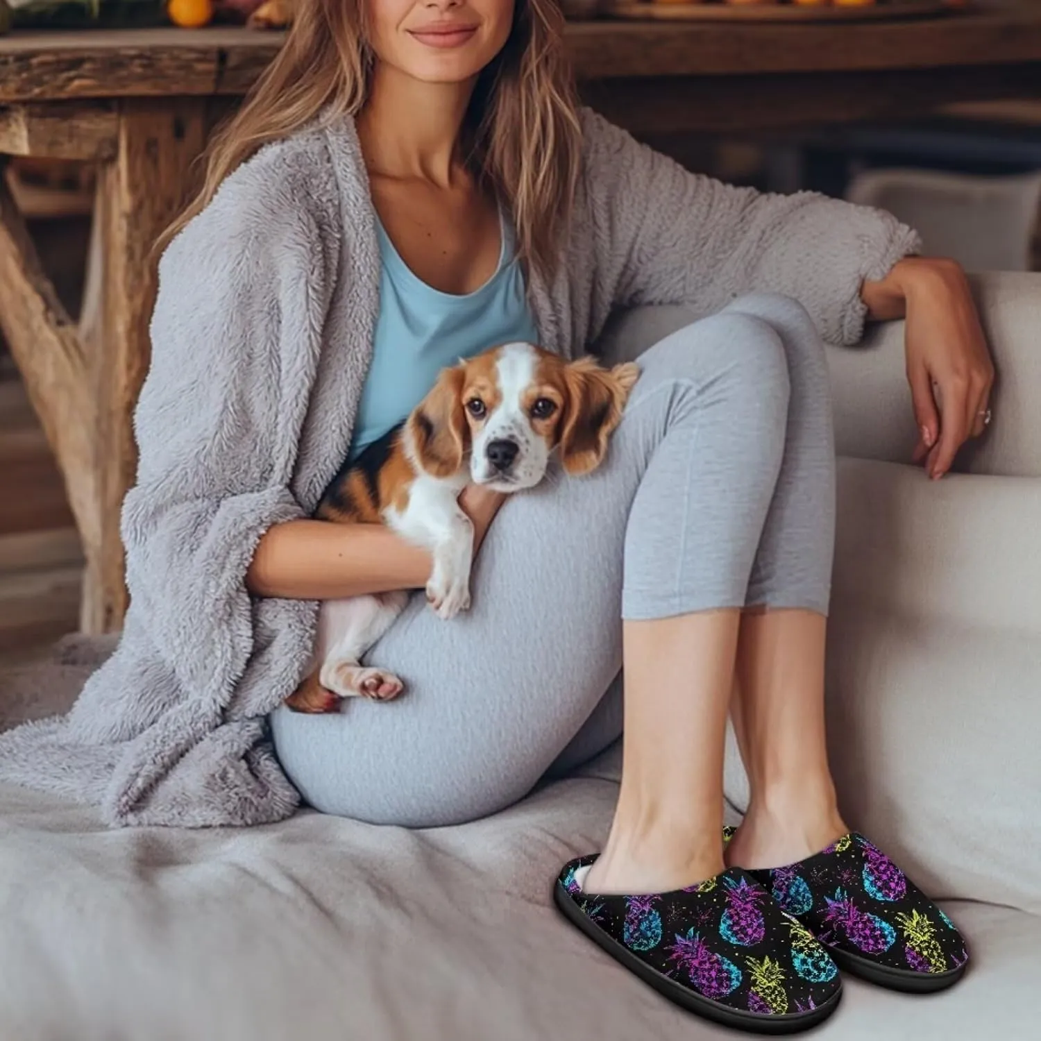 Fuzzy Slippers for Women,Soft Warm House Slippers Fruit Theme Strawberry Slippers Anti Skid Bedroom Slippers Home Shoes