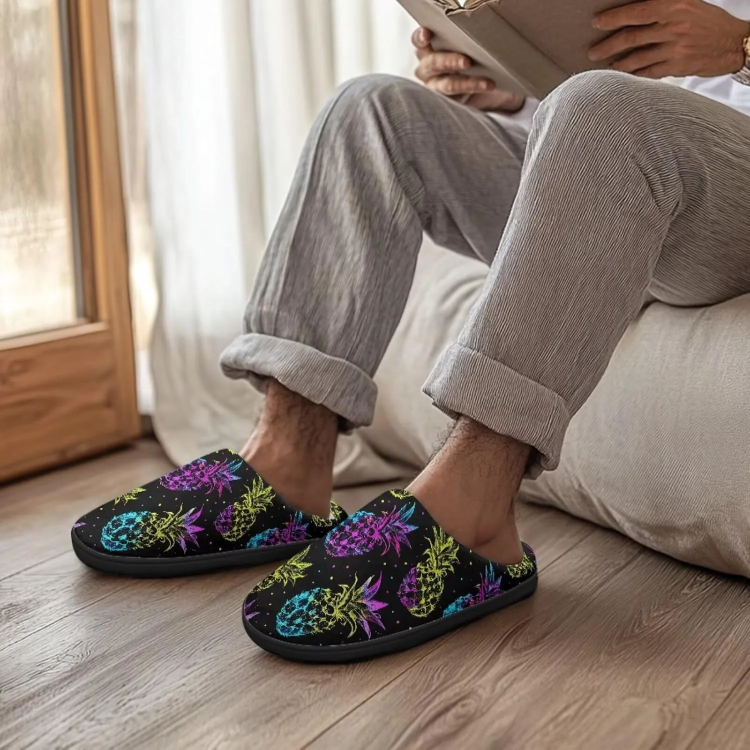 Fuzzy Slippers for Women,Soft Warm House Slippers Fruit Theme Strawberry Slippers Anti Skid Bedroom Slippers Home Shoes