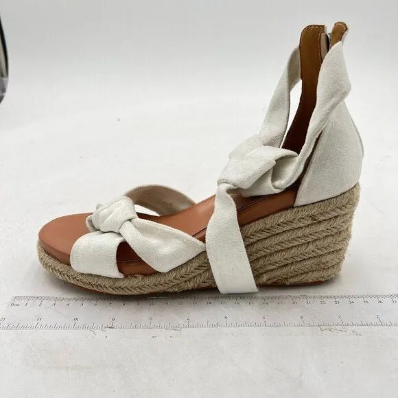 FYS Open Toe Espadrille Wedges Bowknot Lace Up Zipper Platform Sandals Ankle S