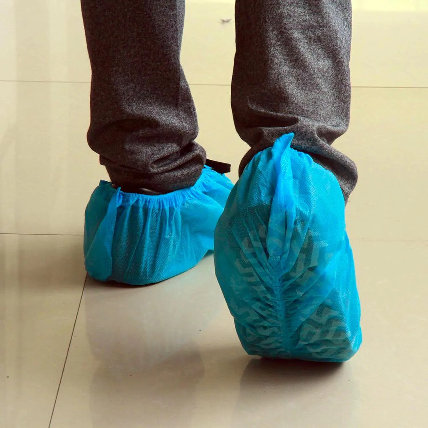 G & F Products Disposable Shoe Covers, Slip-Resistant Booties, Heavy-Duty, Waterproof, Elastic Band, Non-Slip Silicone Sole, Reusable, Protects Floors, Blue, 11 Us Men & 13 Us Women, X-L 100 Pieces