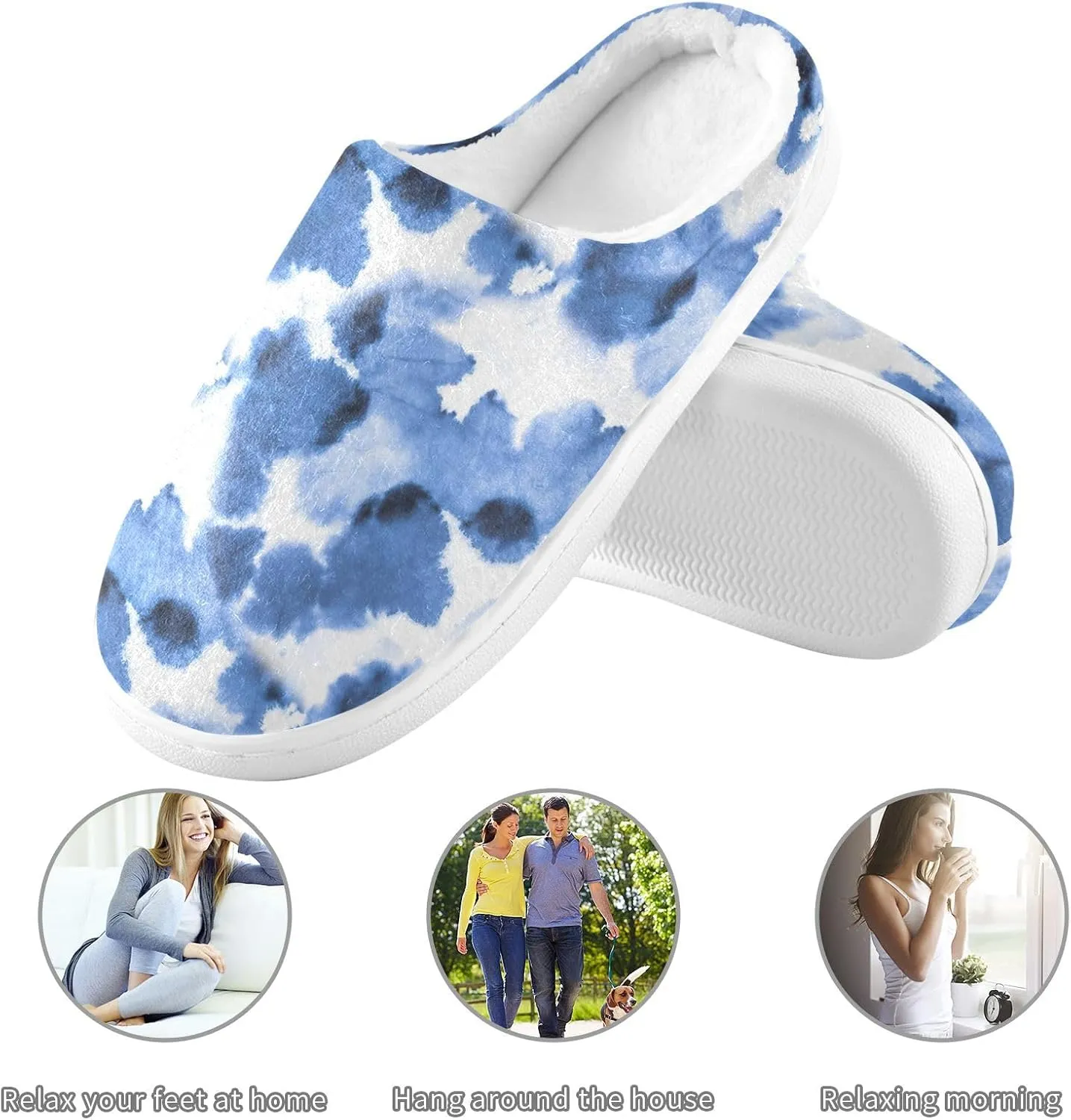 GAIGEO Slippers Women Doodle Cow Black White, Memory Foam Winter Shoes for Women, Soft Comfort for Home or Outdoor Use
