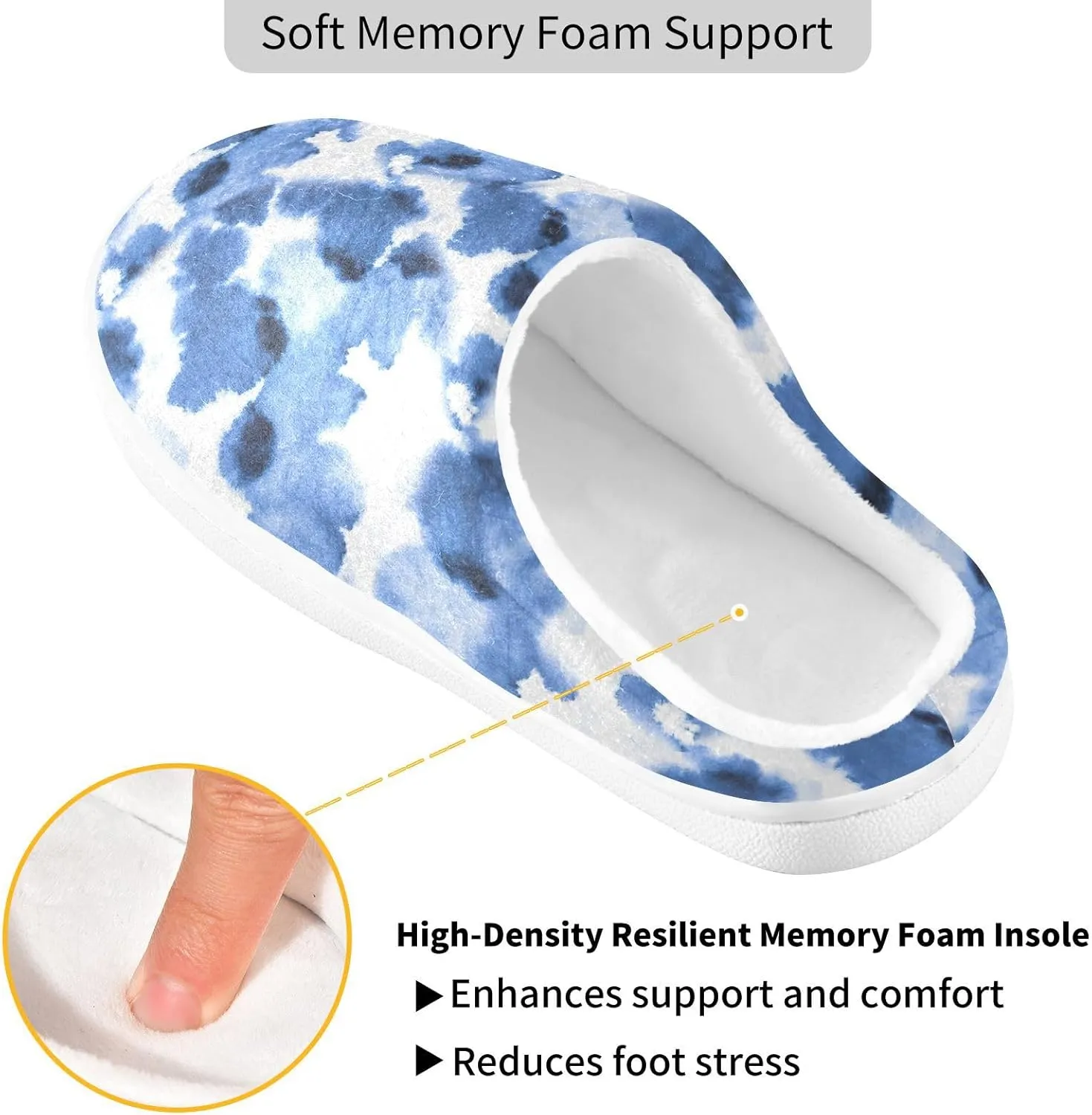 GAIGEO Slippers Women Doodle Cow Black White, Memory Foam Winter Shoes for Women, Soft Comfort for Home or Outdoor Use