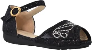 Generation Y Kids Girls Flats Sandals Peep Toe Buckle Strap Glitter Dress Shoes GY-KS-IVY-02
