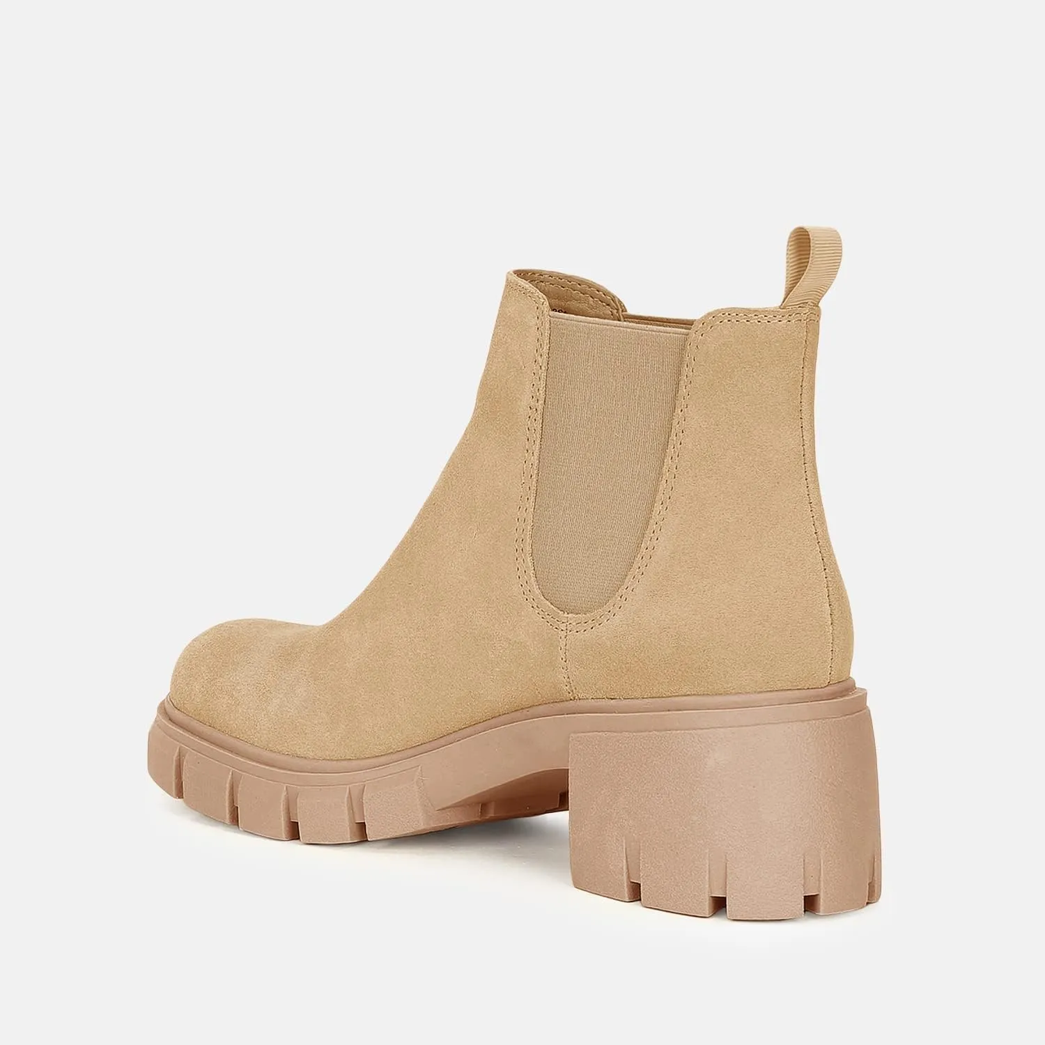 gihubafuil Women’s Chelsea Boots Fashion Platform Chunky Block Heels Slip On Combat Ankle Booties
