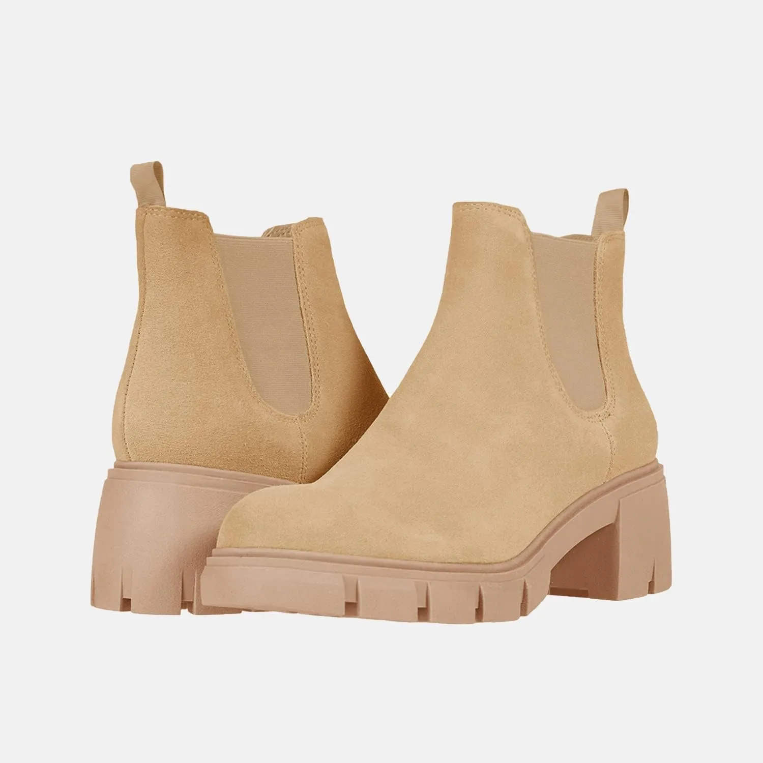 gihubafuil Women’s Chelsea Boots Fashion Platform Chunky Block Heels Slip On Combat Ankle Booties
