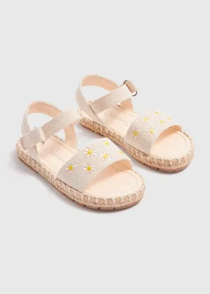 Girls Cream Daisy Espadrille Sandals (Younger 4-12)  C303361