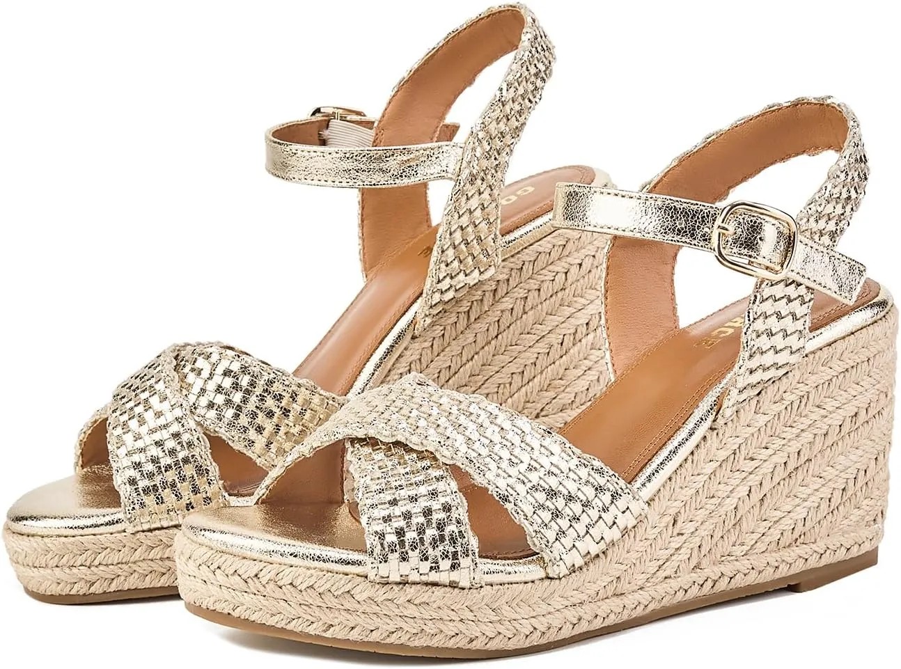 GOSERCE Wedge Sandals for Women Espadrille Platform Sandals Comfortable Lace Up Peep Open Toe for Walking Beach Casual Dressy Summer Shoes