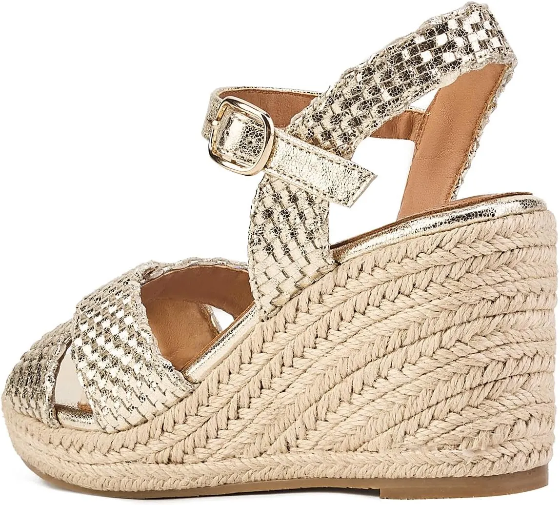 GOSERCE Wedge Sandals for Women Espadrille Platform Sandals Comfortable Lace Up Peep Open Toe for Walking Beach Casual Dressy Summer Shoes