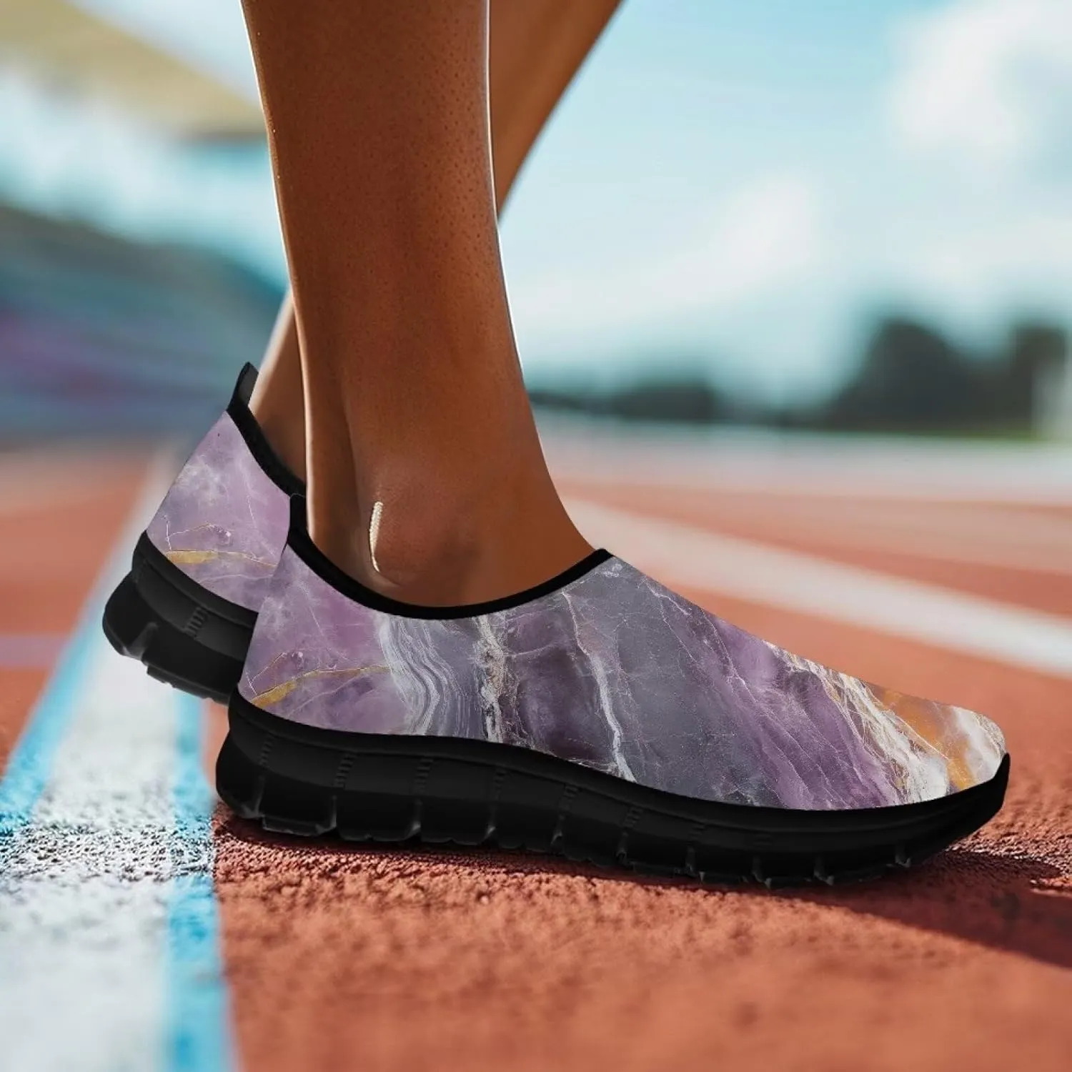 GOSTONG Sneakers for Women Comfort Soft Non Slip Outdoor Running Sneakers Casual Slip-on Home Walking Loafers Black US 5.5-11.5