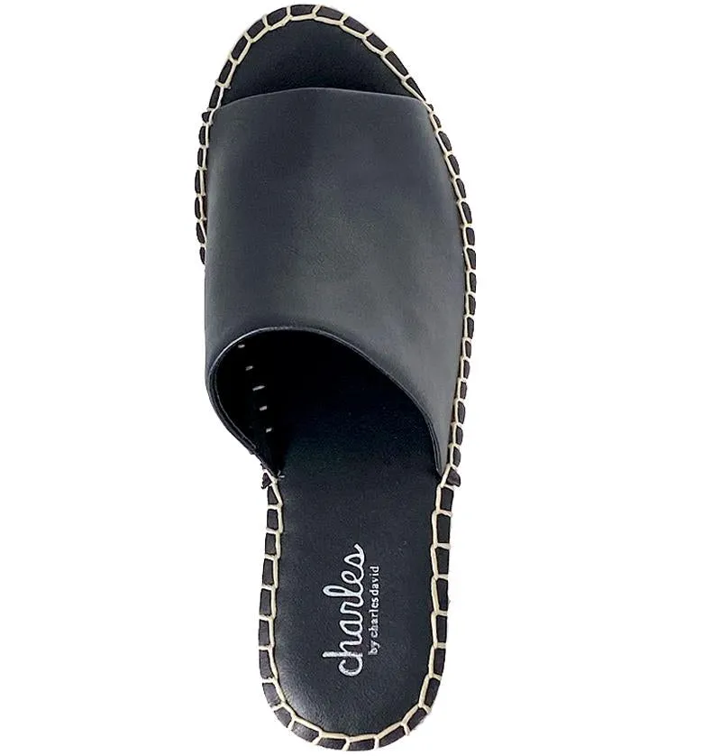 Great deal Leather David Wedges Slip Black Great value On Mule Platform Espadrille Charles Sporty