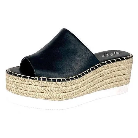 Great deal Leather David Wedges Slip Black Great value On Mule Platform Espadrille Charles Sporty