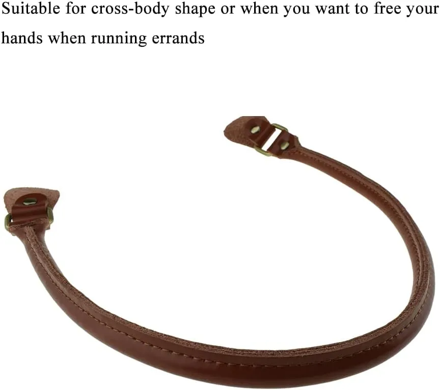 HAHIYO Purse Handle Replacement Cowhide Leather Handle Strap Shoulder Handbag Tote Belt Sturdy Easy Clip on Attach Stay on Not Slip off Not Leave Mark on Body 24.4inch 2PCS