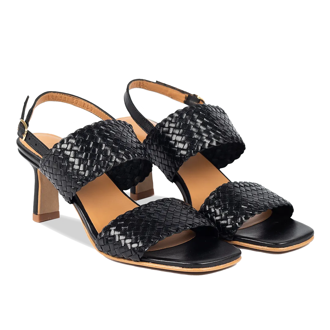 Hand-braided sandal with heel