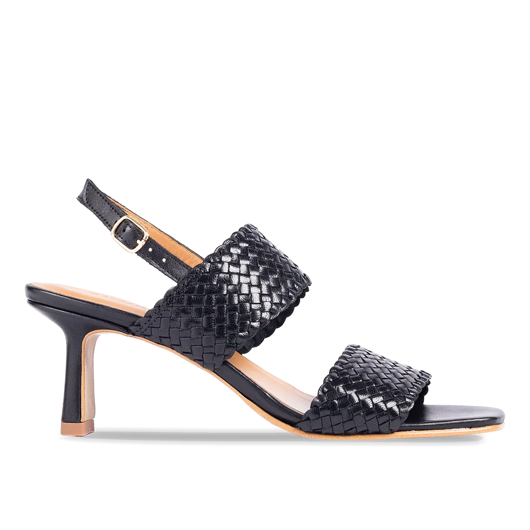 Hand-braided sandal with heel