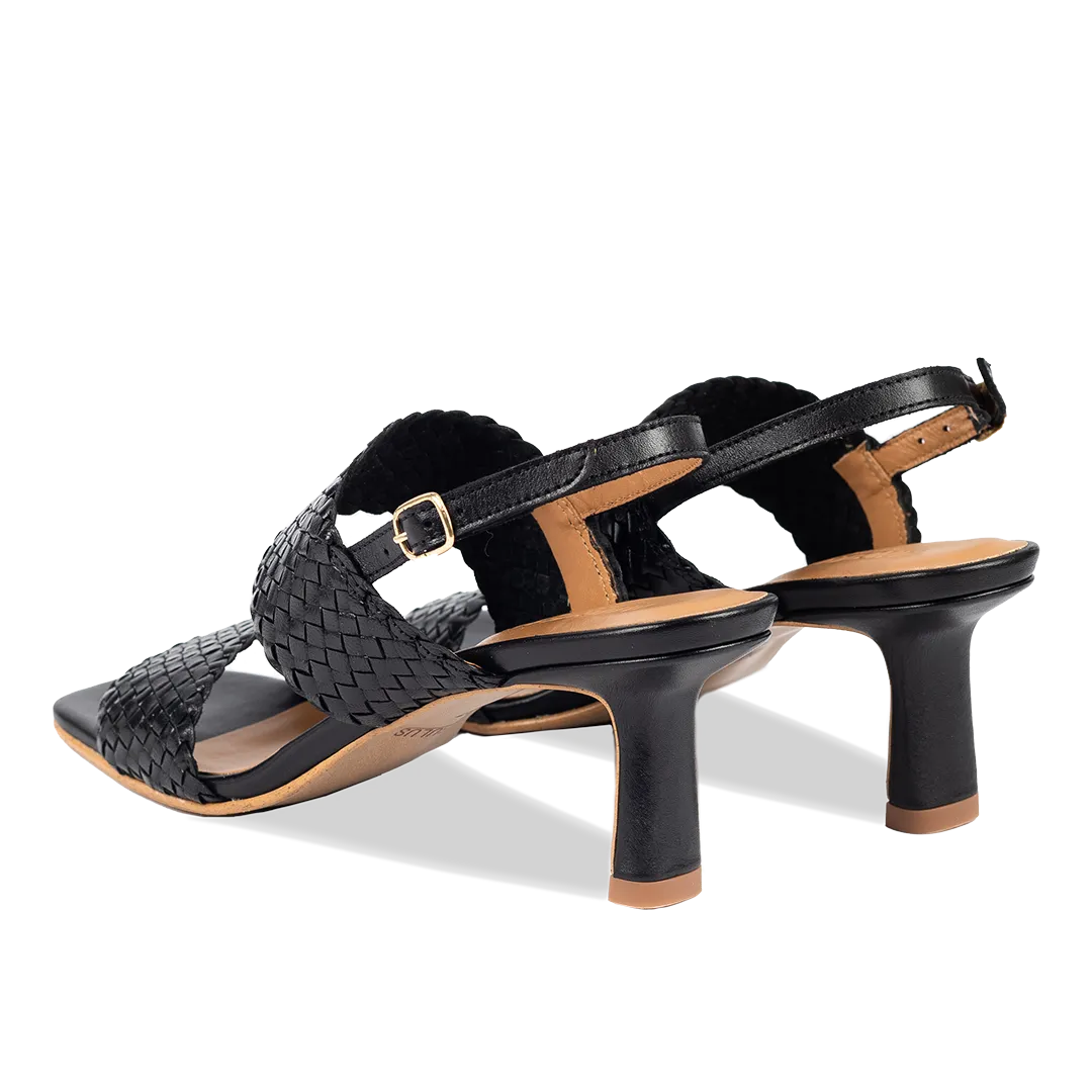 Hand-braided sandal with heel