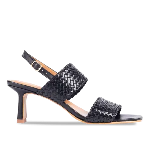 Hand-braided sandal with heel
