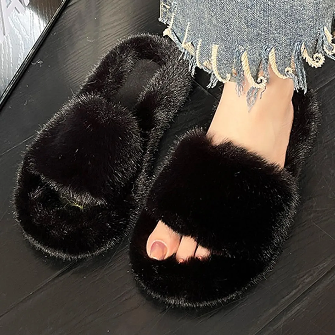 Harssidanzar Women Memory Foam House Bedroom Slippers Sandals Slides Soft Flat Comfy Anti-Slip Open Toe Indoor Outdoor Slip on KL504US