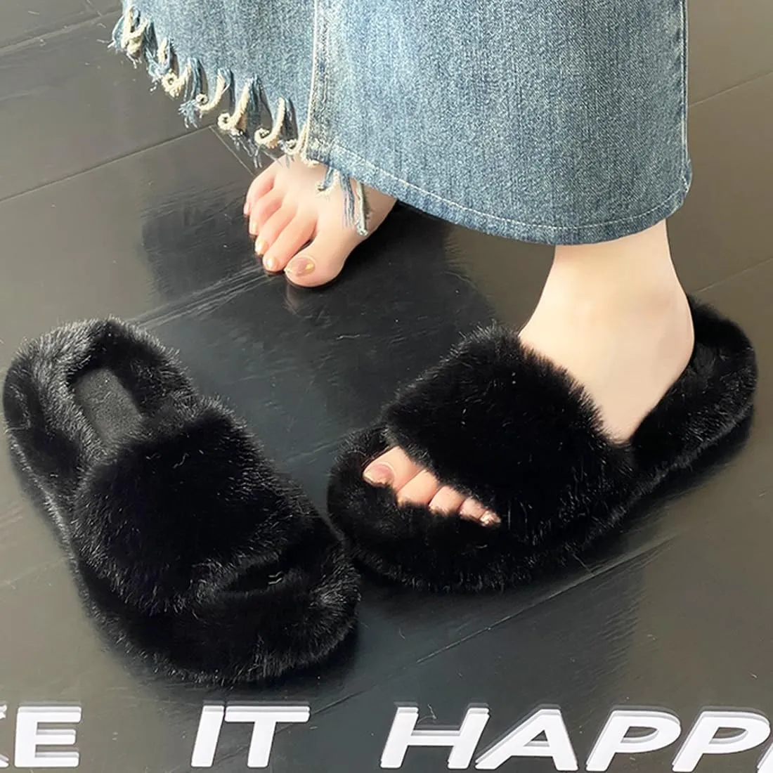 Harssidanzar Women Memory Foam House Bedroom Slippers Sandals Slides Soft Flat Comfy Anti-Slip Open Toe Indoor Outdoor Slip on KL504US