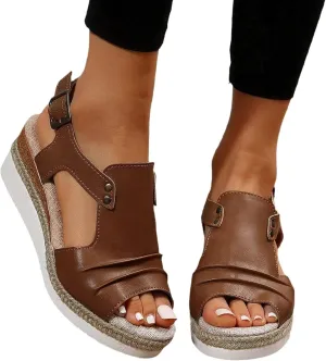 Hbeylia Wedge Sandals for Women Dressy Summer,Platform Wedges for Women,Womens Espadrilles Open Toe Sandals Comfortable Dressy Ankle Strap Slip On Sandals Orthopedic Sandals Casual