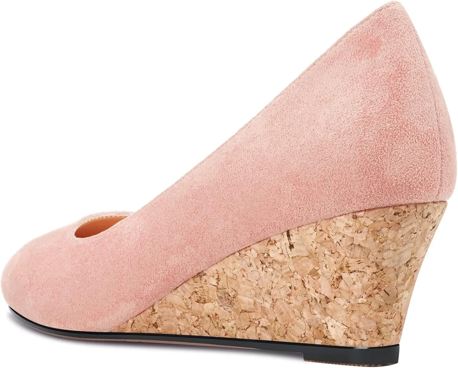 HEUIVZAR Pumps for Women Slip-on Closed Round Toe Block Chunky Wedge Low Heel Pumps Suede Shopping Vacation Classic 2 Inch