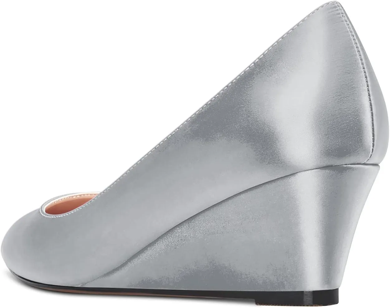 HEUIVZAR Women Wedge Pumps Pointed Toe Block Chunky Mid Low Heel Slip-on Dress Shoes Classic Satin 2 Inch