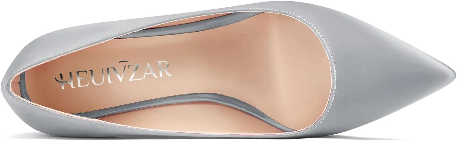 HEUIVZAR Women Wedge Pumps Pointed Toe Block Chunky Mid Low Heel Slip-on Dress Shoes Classic Satin 2 Inch