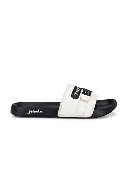 Hirolas® Men's Black Printed Slider Flip-Flops (HROMSL03BLK)