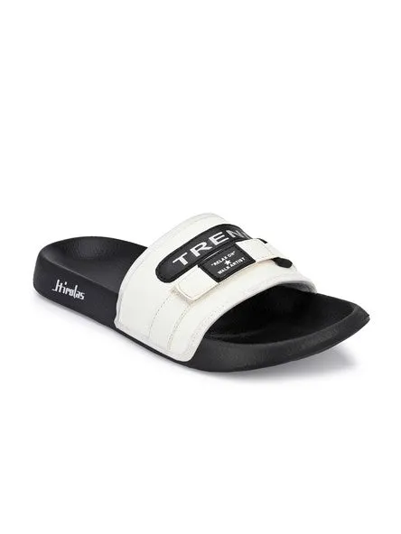 Hirolas® Men's Black Printed Slider Flip-Flops (HROMSL03BLK)