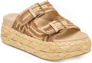 Huntarry Platform Sandals for Womens Espadrille Wedges Comfortable Summer Beach Sandals Woven Casual Adjustable Double Buckle Strap Slip on Shoes