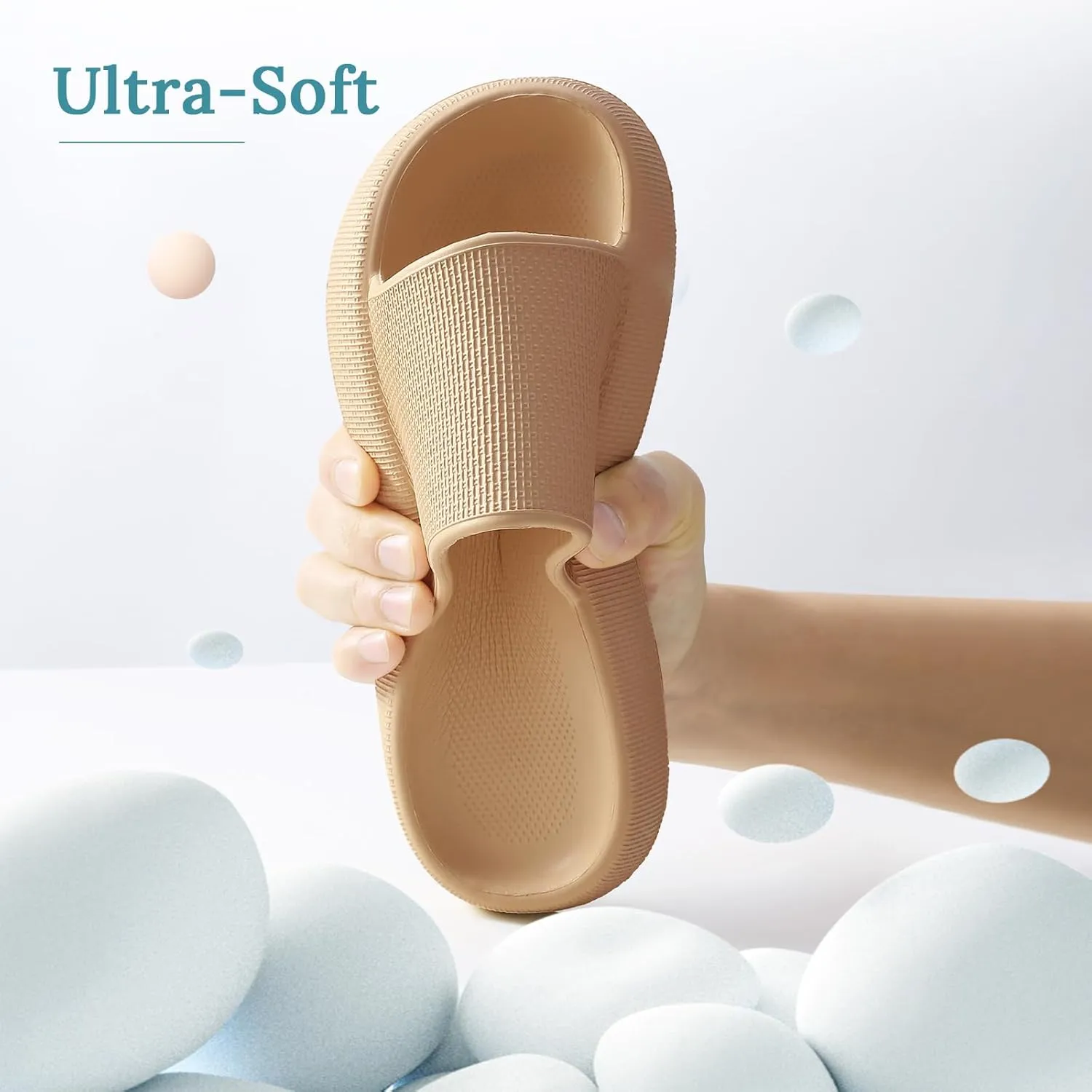 HUXMEYSON Cloud Slippers for Women and Men, Pillow Slippers Super Soft, Thick Sole Slides for Women with Anti-Skid Sole