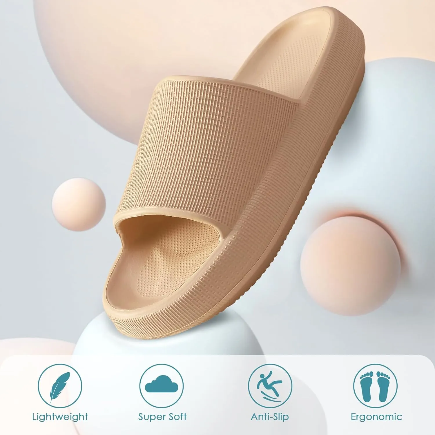 HUXMEYSON Cloud Slippers for Women and Men, Pillow Slippers Super Soft, Thick Sole Slides for Women with Anti-Skid Sole