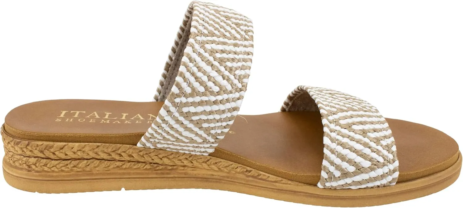 ITALIAN Shoemakers Women's Navya Slide Wedge Double Band Sandal for Women