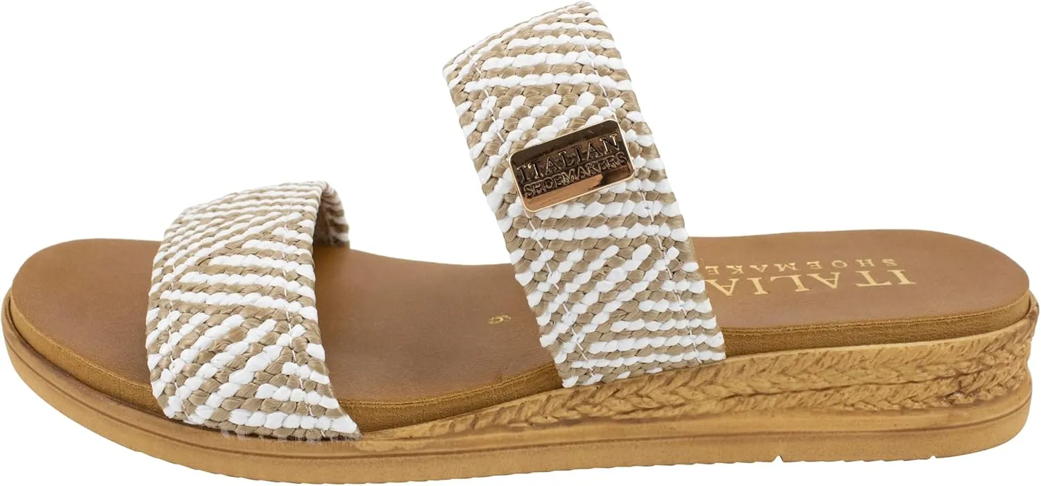 ITALIAN Shoemakers Women's Navya Slide Wedge Double Band Sandal for Women