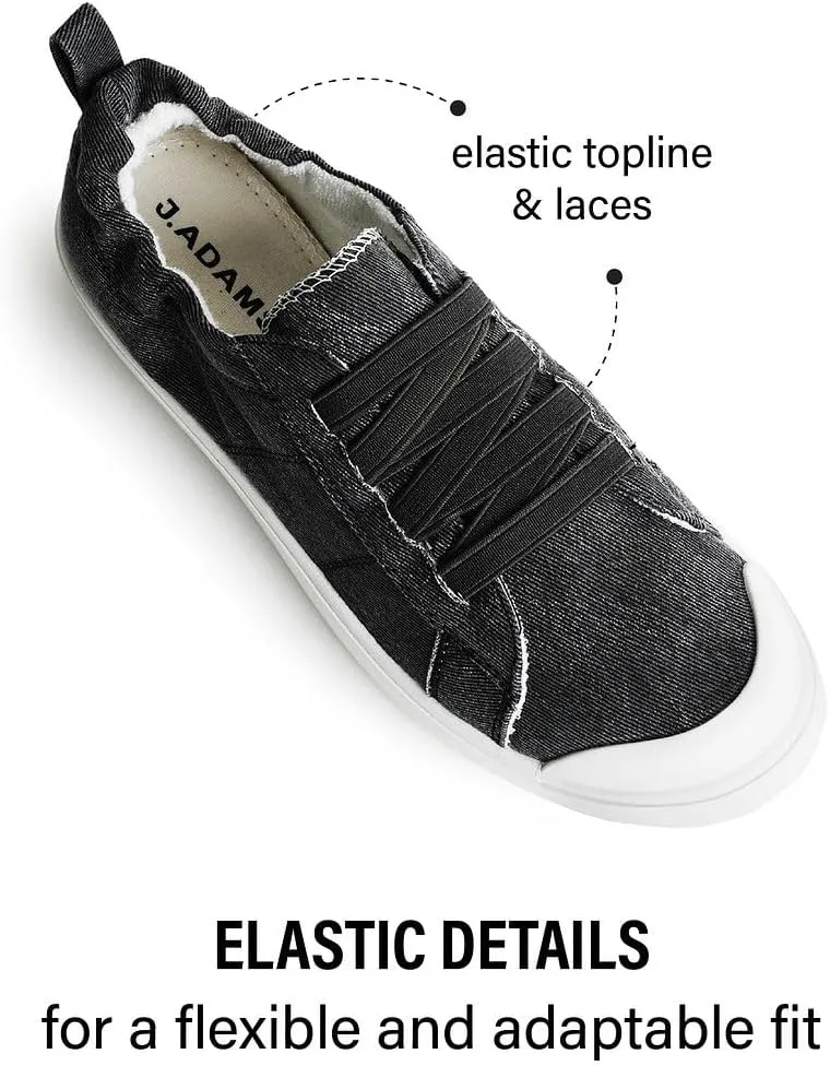 J. Adams Taylor Low-Top Sneakers - Easy Slip-on Elastics Shoe Laces - Comortable Walking Shoes